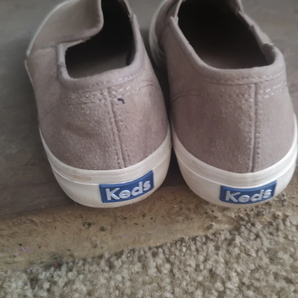 Keds Kids Taupe Suede Perforated Slip On‎ Sneakers Ortholite Beige Shoes